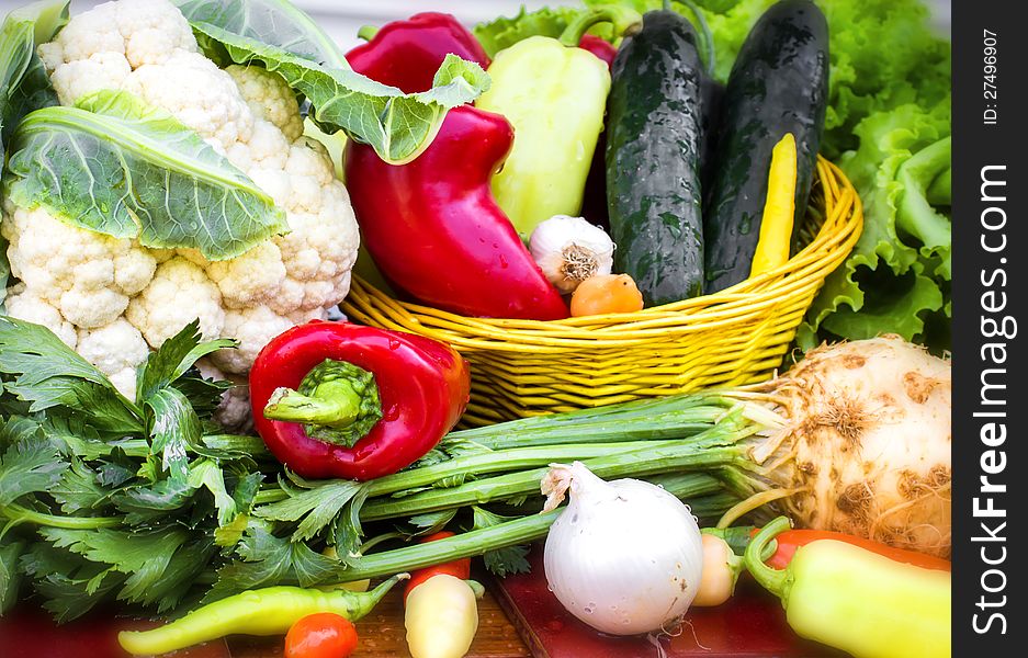 Washed vegetables are ready to use - to prepare meal. Washed vegetables are ready to use - to prepare meal