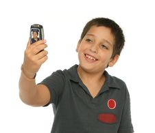 Boy Taking A Photo With A Cell Stock Photos Boy Taking A Photo With A Cell Stock Photos