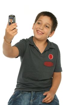 Boy Taking A Photo With A Cell Royalty Free Stock Photo Boy Taking A Photo With A Cell Royalty Free Stock Photo