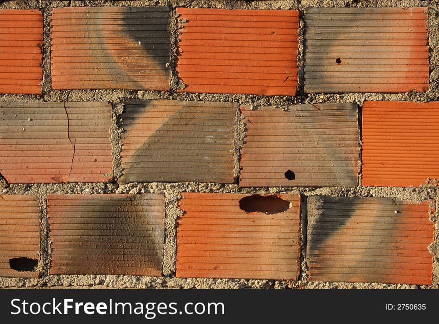 Detail from a red brick wall. Detail from a red brick wall