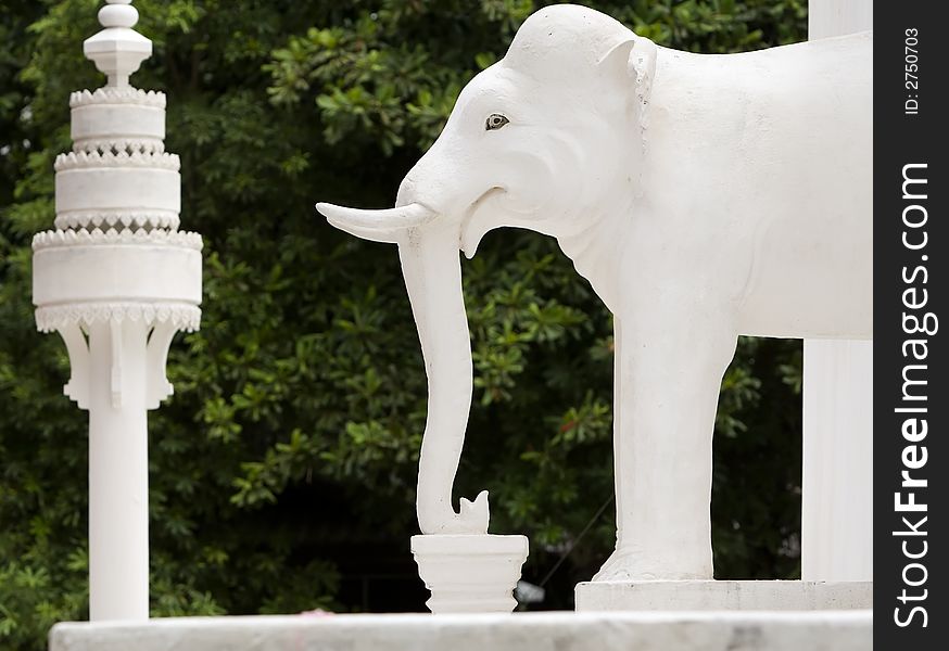 Sculpture of elephant in buddhist temple. Picture taken in Chiang Mai / Thailand 2006. Sculpture of elephant in buddhist temple. Picture taken in Chiang Mai / Thailand 2006