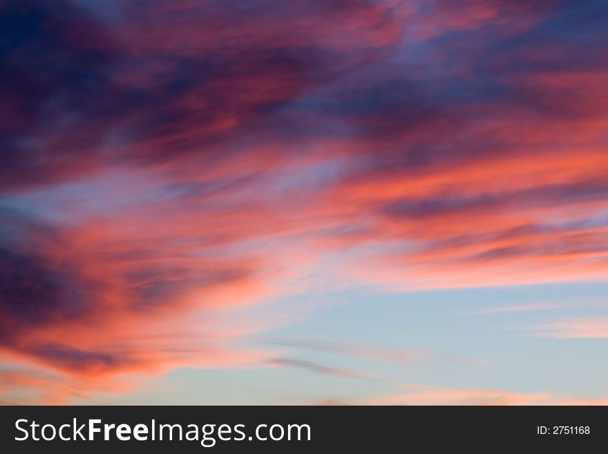 Bloody red sunset in the evening sky. Bloody red sunset in the evening sky