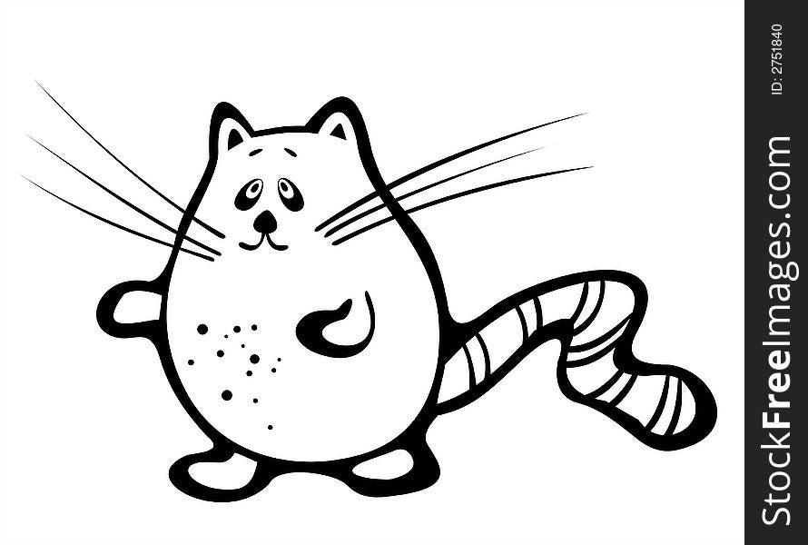 The black-and-white image of a cat in style of figure ink. The black-and-white image of a cat in style of figure ink.
