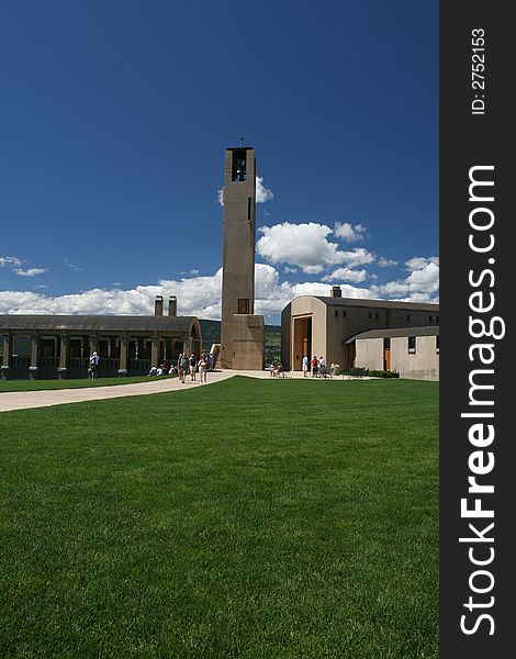 A new winery with large bell tower set atop of a hill. A new winery with large bell tower set atop of a hill.