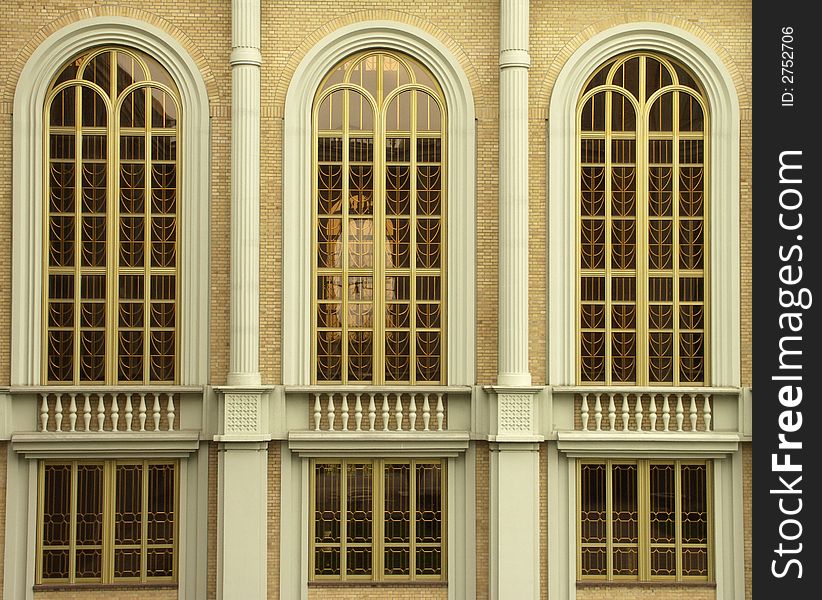 Three gold-plated windows of the church / basilica