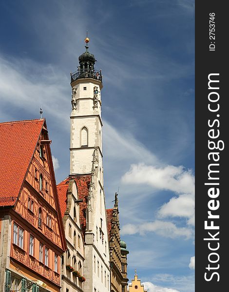 Buildings of the old medieval town of Rothenburg, Germany