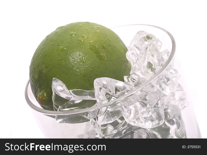 Lime with Ice in a clear glass. Lime with Ice in a clear glass