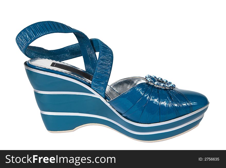 Dark blue female shoes on a white background