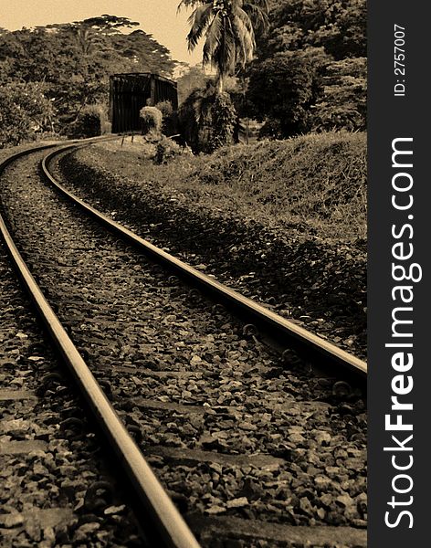 An image of an old railway, set in the past in the 1940's. An image of an old railway, set in the past in the 1940's