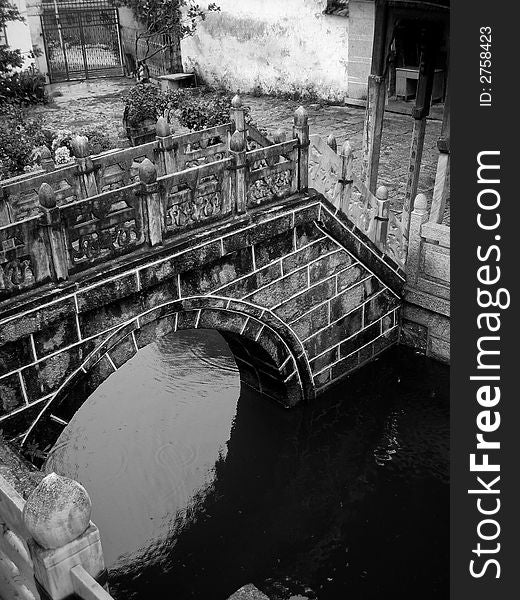 A Bridge at an Ancient Temple, Yunnan, China. A Bridge at an Ancient Temple, Yunnan, China