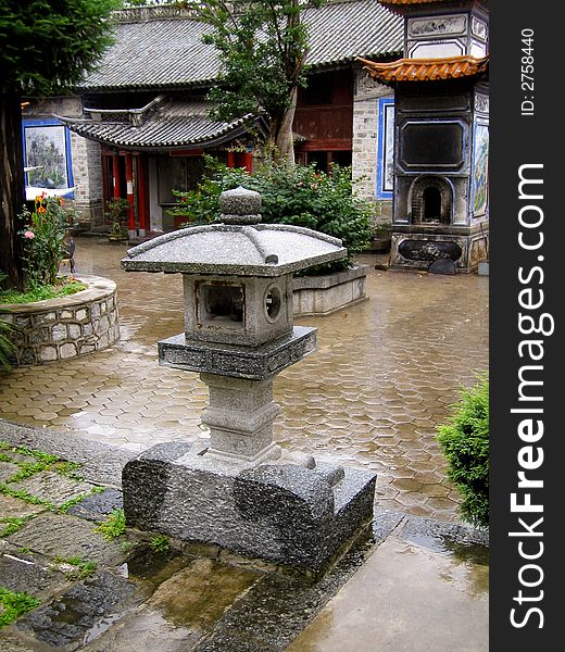 Stone Lamp in a garden of an Ancient Temple, Yunnan, China. Stone Lamp in a garden of an Ancient Temple, Yunnan, China