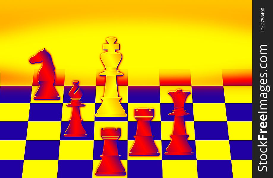 Close up of chess pieces with color ground. Close up of chess pieces with color ground