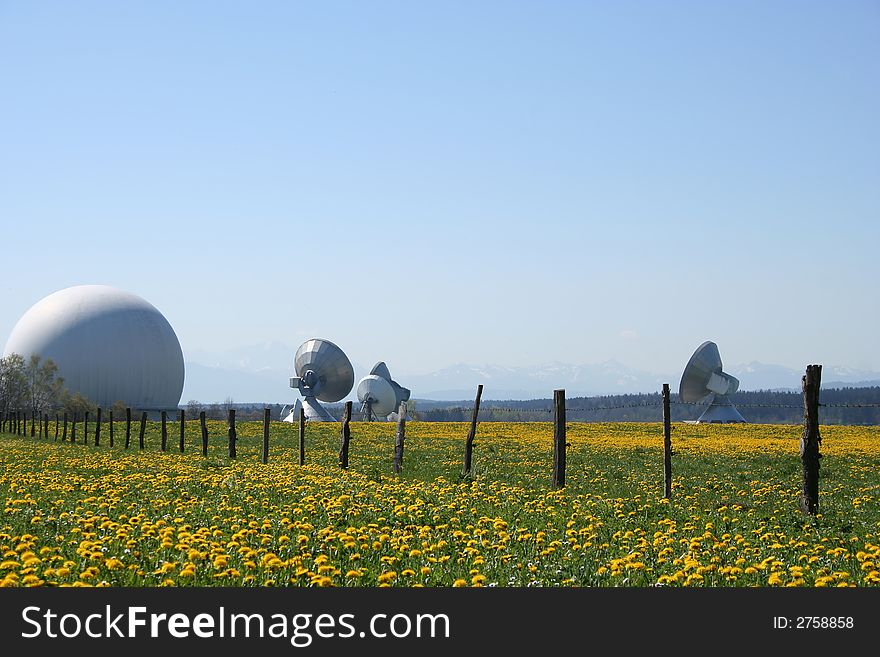 Wireless  station on a field. Wireless  station on a field