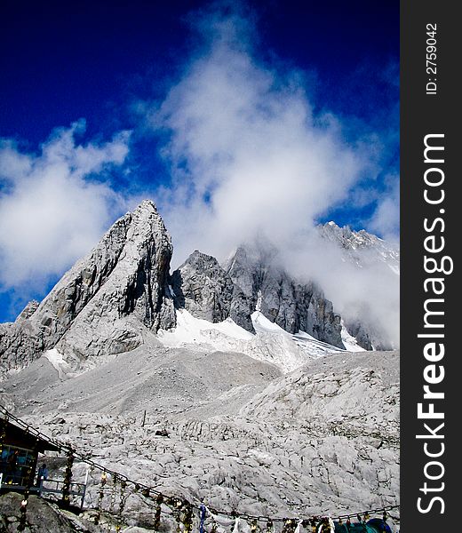 Deep blue sky above the Jade Dragon Snow Mountain, Yunnan, China. Deep blue sky above the Jade Dragon Snow Mountain, Yunnan, China