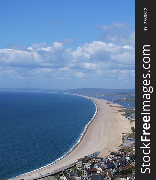 Chesil Beach, Dorset, England, viewed from from Portland