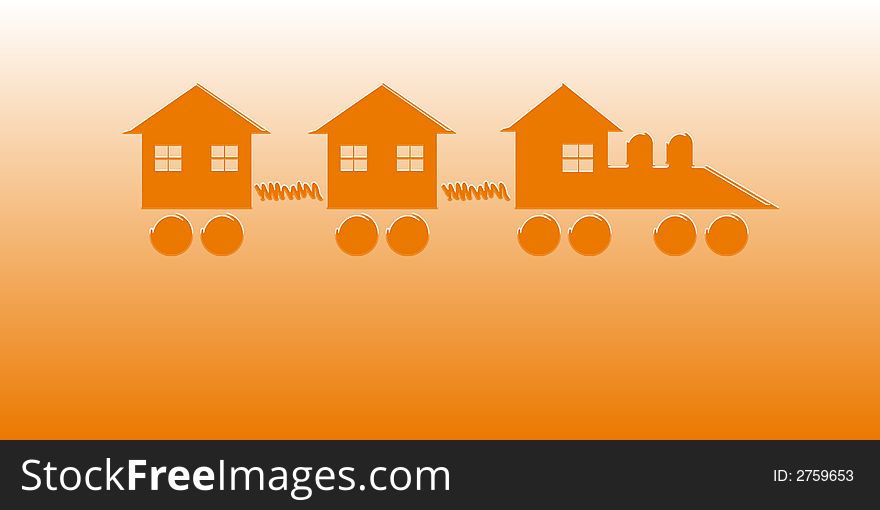 Train made of houses. A concept for real estate and construction businesses. Train made of houses. A concept for real estate and construction businesses.