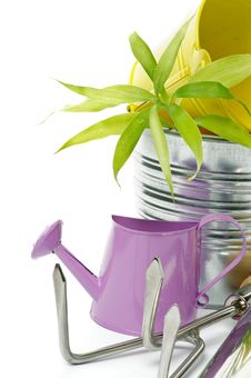 Watering Can With Gardening Tools Stock Photos Watering Can With Gardening Tools Stock Photos