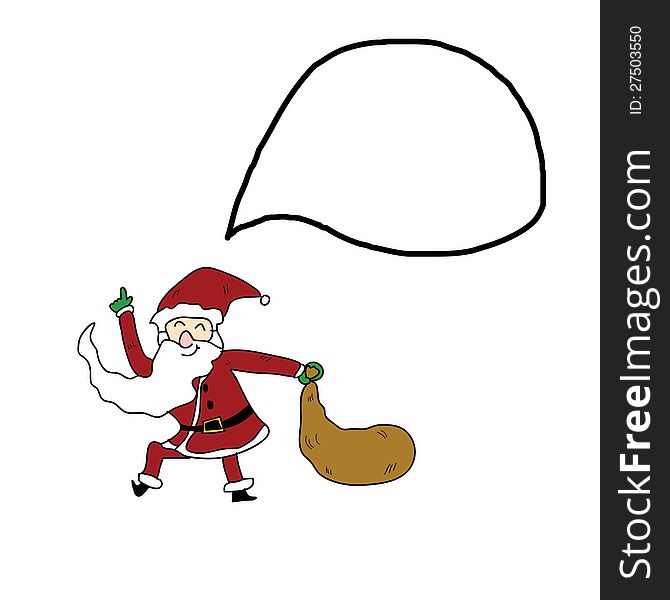 Funny santa claus cartoon hand drawn illustration