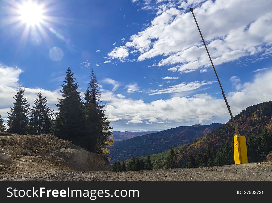 Mountain landscape with open barrier. Mountain landscape with open barrier