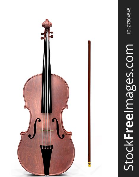 3D Violin with bow