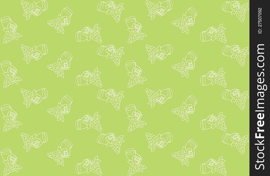 Seamless pattern with grapes on a green background