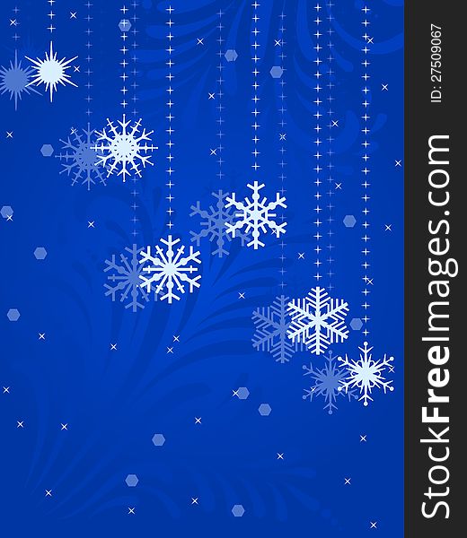 Vector illustration with snowflakes on blue winter background. Vector illustration with snowflakes on blue winter background.