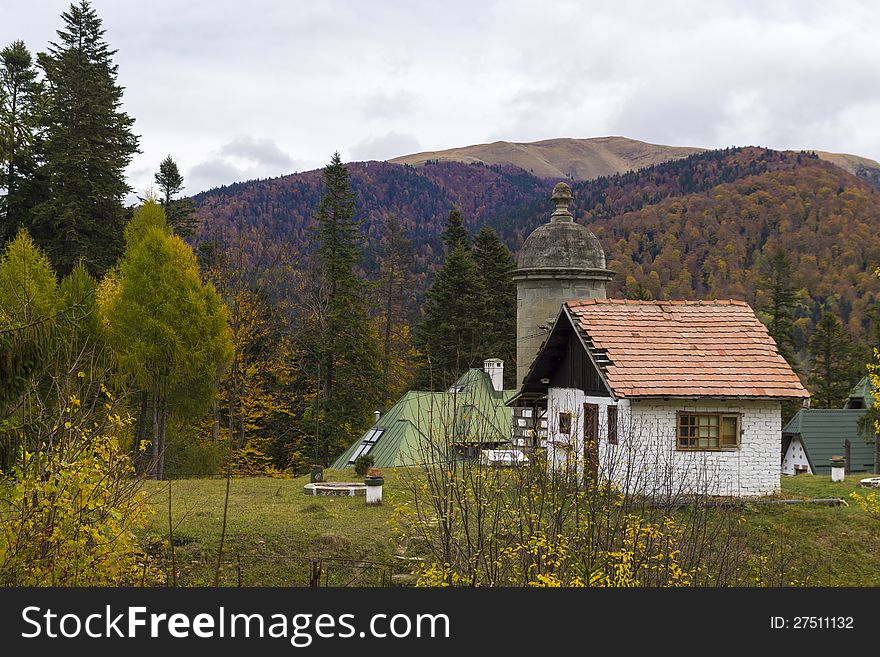 Autumn colors old house in the field. Autumn colors old house in the field