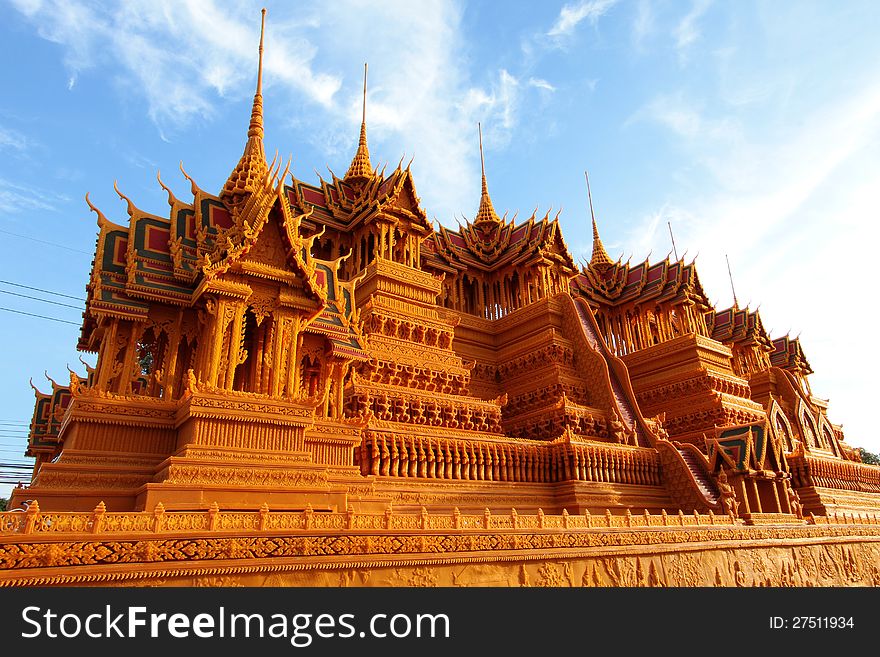 Castle wax is the little palace is make of wax, thai Buddhist people who live in northeast of Thailand made to worship god buddha in end of Buddhist lent days at sakonnakhon province ,Thailand. Castle wax is the little palace is make of wax, thai Buddhist people who live in northeast of Thailand made to worship god buddha in end of Buddhist lent days at sakonnakhon province ,Thailand.