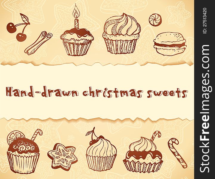 Isolated hand-drawn bakery illustrations set. Isolated hand-drawn bakery illustrations set.