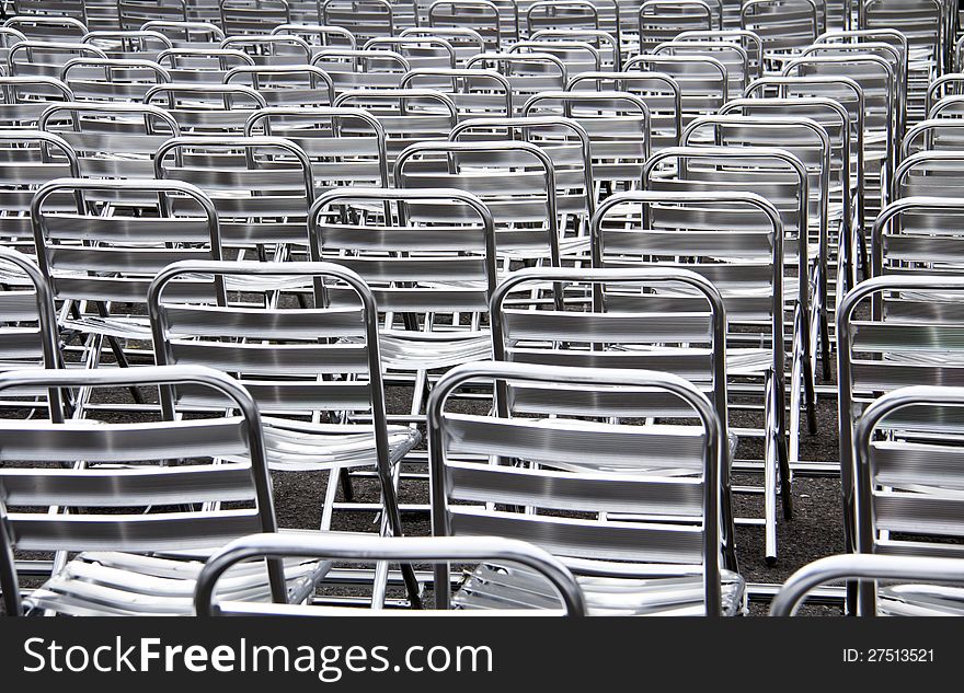 Rows of chairs for outdoor, concert open air events