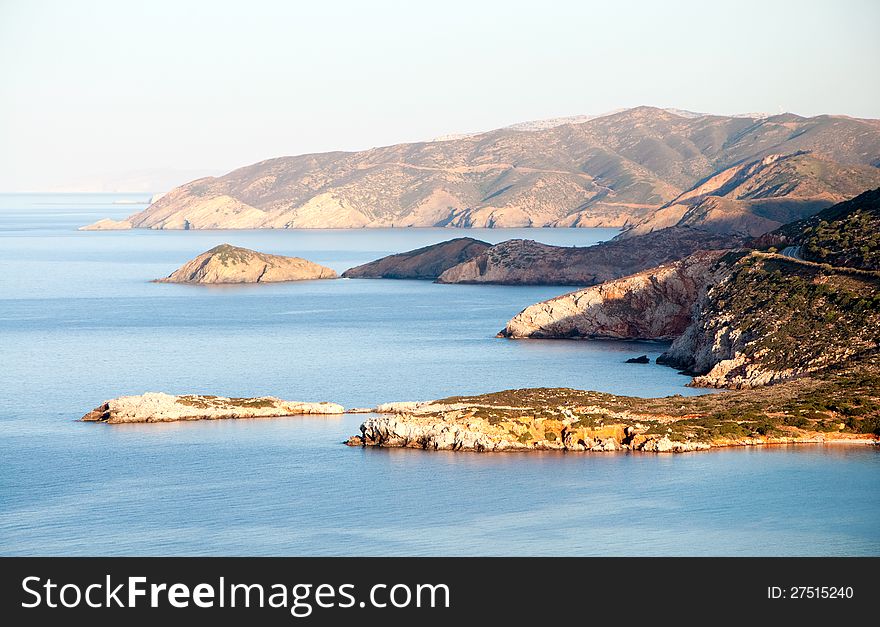 Beautiful greek seascape at sunny day. Place of north Crete. Beautiful greek seascape at sunny day. Place of north Crete