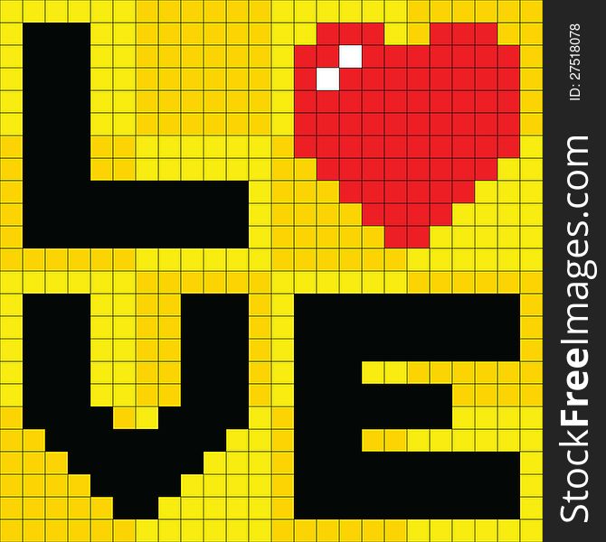 Love message depicted in pixel art form. Love message depicted in pixel art form