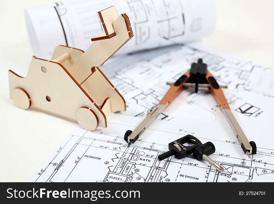 Floor plan and building equipment needed to construct a building. Floor plan and building equipment needed to construct a building