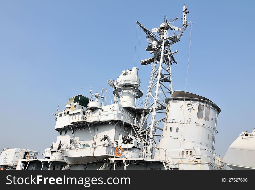 A warship docked at the pierï¼Œwhich taken in the Chinese Navy Museum. A warship docked at the pierï¼Œwhich taken in the Chinese Navy Museum