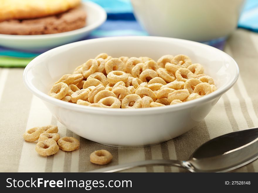 Morning Cereal in a bowl. Close up view. Morning Cereal in a bowl. Close up view