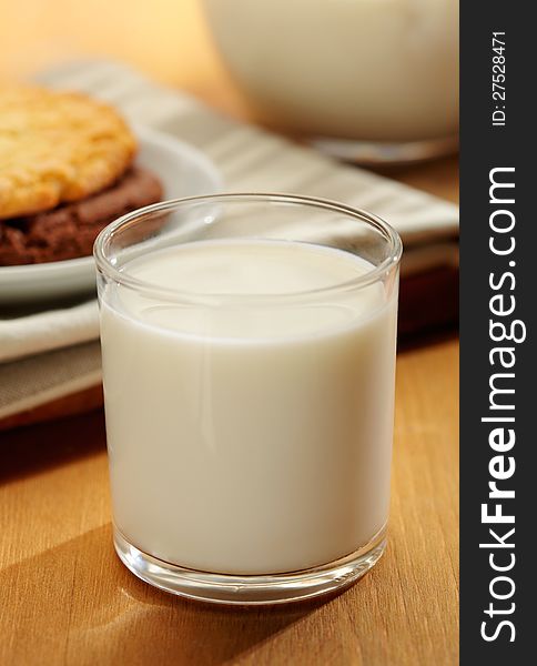 Glass of milk. Close up view