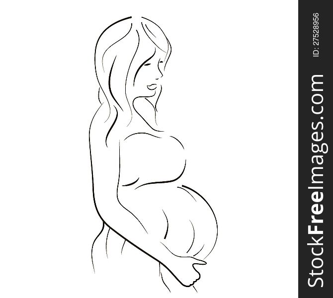 A man kisses the belly of a pregnant woman one line drawing on wall mural •  murals mother, father, joy | myloview.com