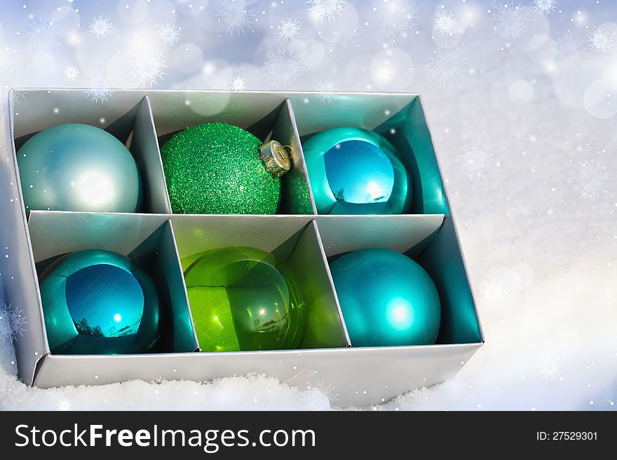 Colored Christmas Balls In A Box