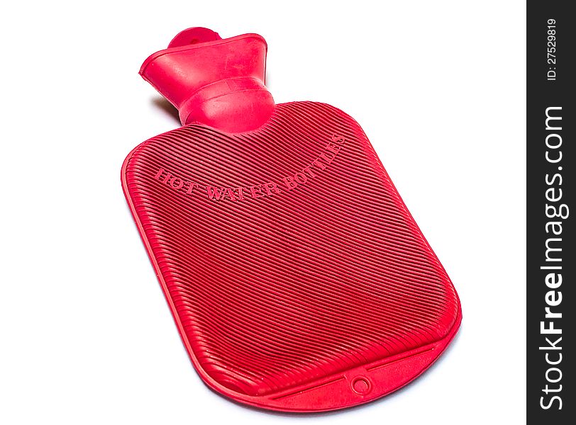 A Red Hot Water Bottle On White Background