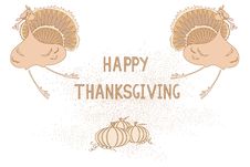Free Thanksgiving Card With Turkey And Pumpkin Royalty Free Stock Photography - 27538327