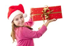 Cute Little Girl With Santa S Hat Royalty Free Stock Photos