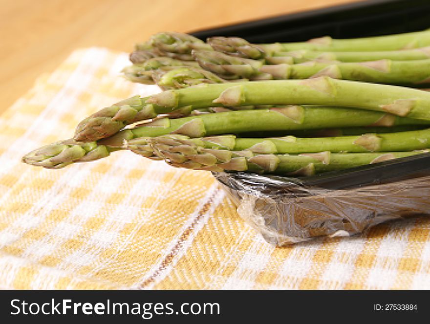 Fresh asparagus in a package.