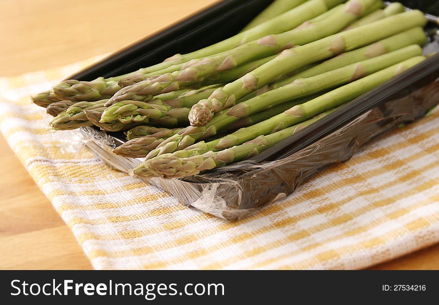Fresh asparagus in a package.