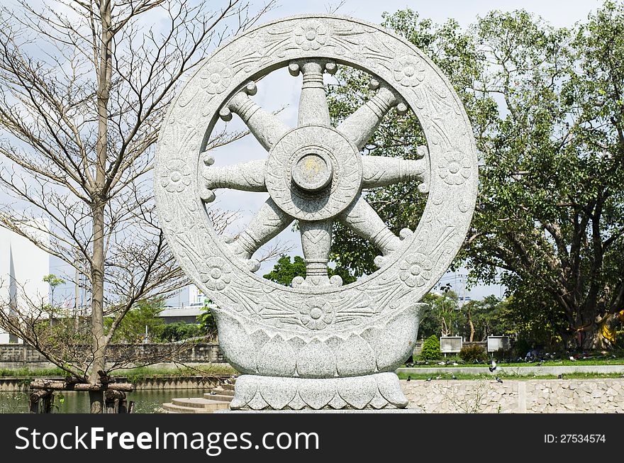 The wheel of the law or prayer wheel