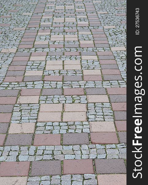 Background from street sett with granite stones