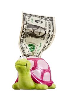One Crumpled Dollar & Piggy Bank Royalty Free Stock Images