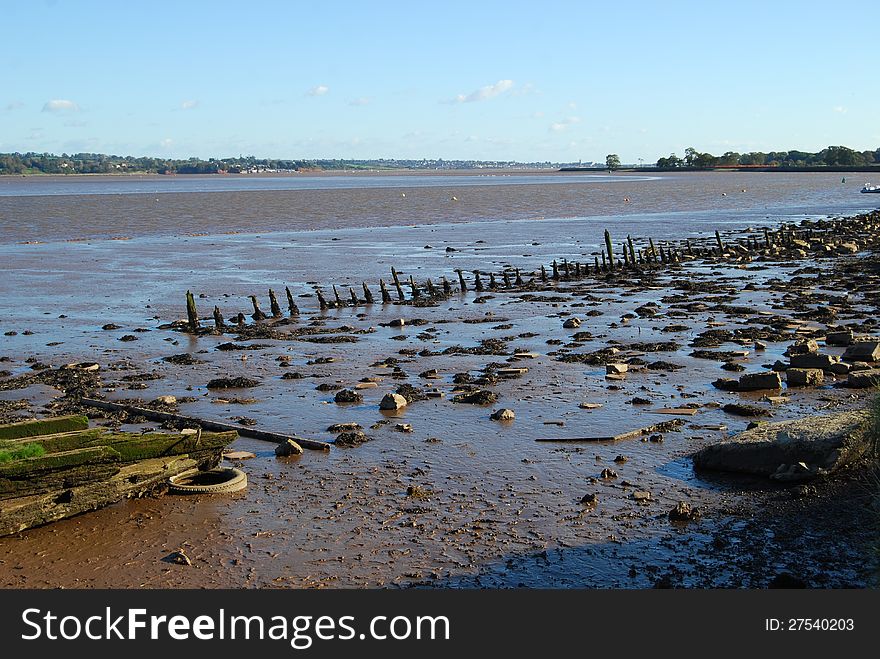 Exmouth Estuary, Devon, at low tide. Exmouth Estuary, Devon, at low tide