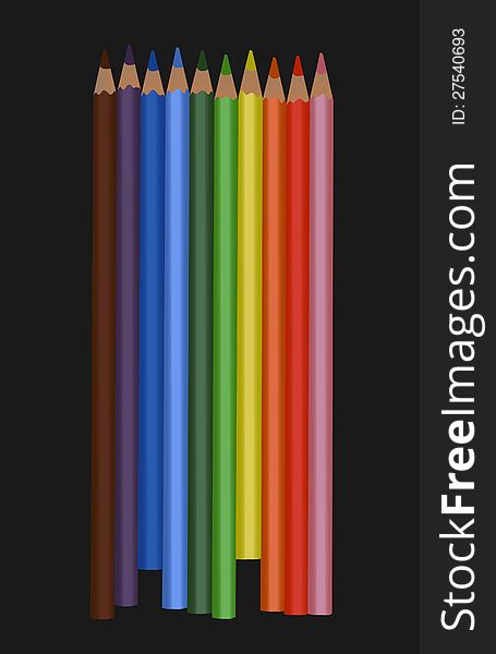 Vector color pencils mini set. Vector color pencils mini set