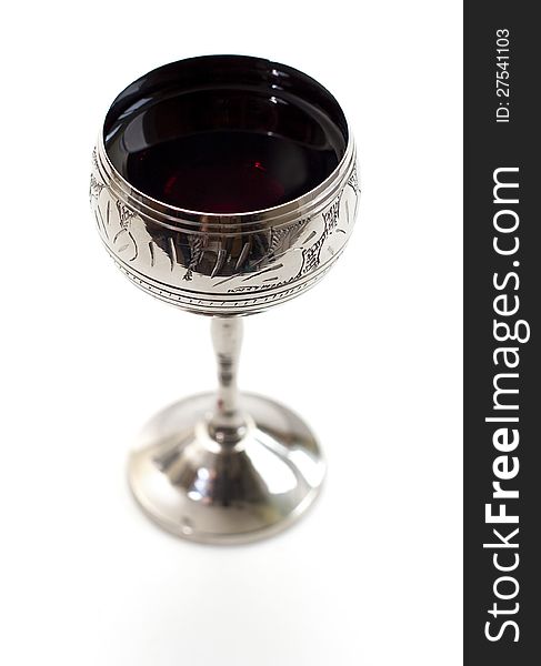 Metal Goblet With Red Wine