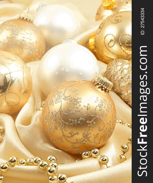 Christmas composition for greeting card with decorative ornaments. Christmas composition for greeting card with decorative ornaments.